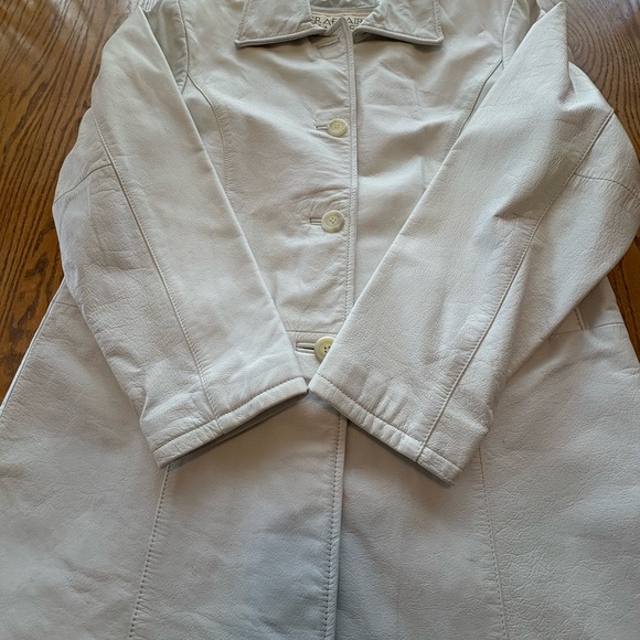Braefair Vintage White Leather Jacket 6 Dress Coat - Picture 4 of 11